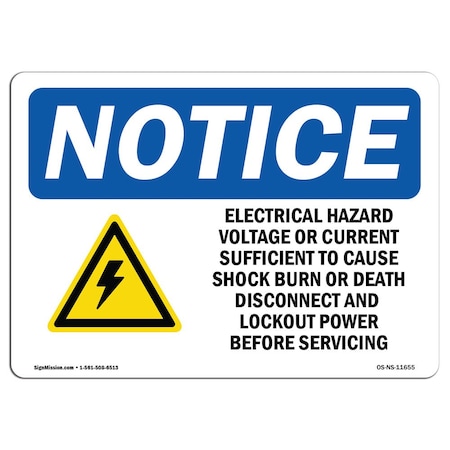 Signmission Safety Sign, OSHA Notice, 10" Height, Electrical Hazard Sign With Symbol, Portrait OS-NS-D-710-V-11654